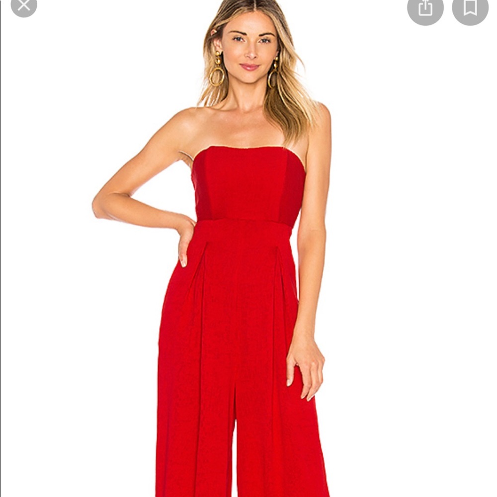 REVOLVE Red strapless jumpsuit